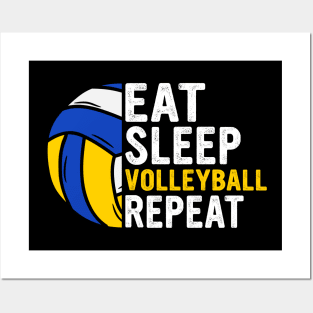 Eat Sleep Volleyball Repeat Funny Volleyball Players Boys Posters and Art